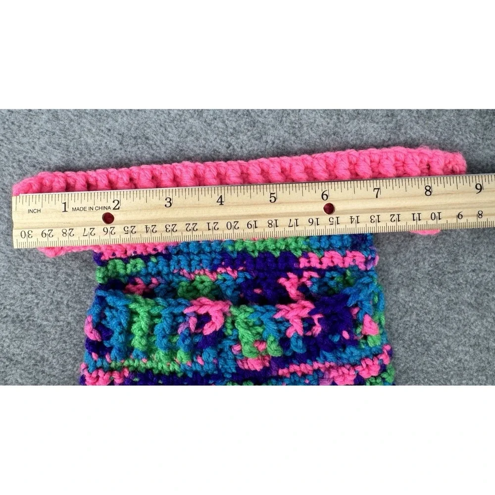 Extra Small Dog‎ Sweater Crochet Variegated Pink Blue Green Handmade